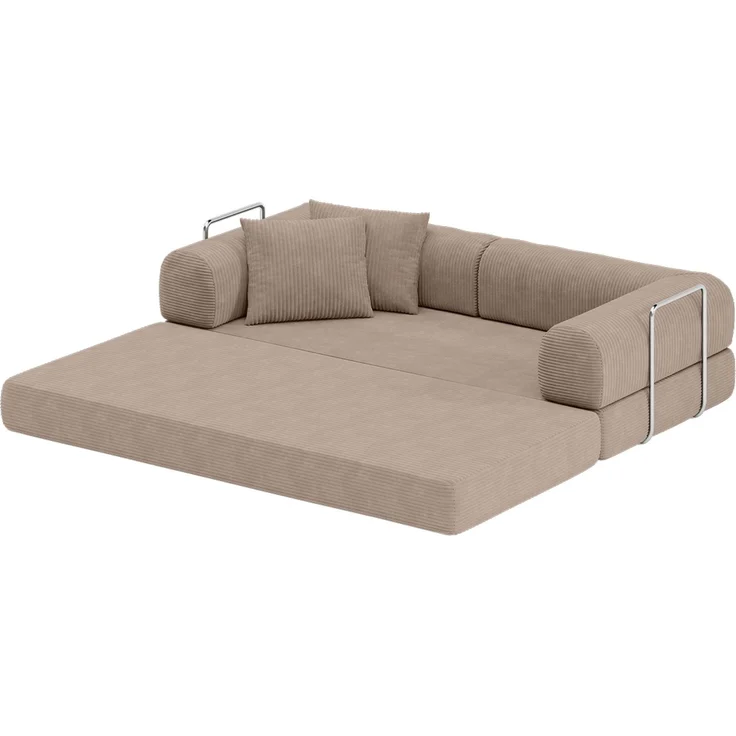 skølm 'Lofn' Modulares Sofa 2 Sitzer, 200x100 cm, Vollschaumcouch mit Metallgestell, Cord taupe, Schlafsofa vakuumverpackt, kein Aufbau erforderlich – Bild 13