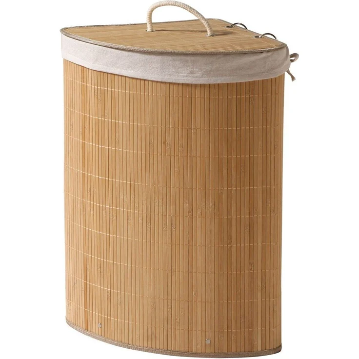 Calicosy Eck-Wäschekorb aus Bambus - H60 cm - Helles Holz
