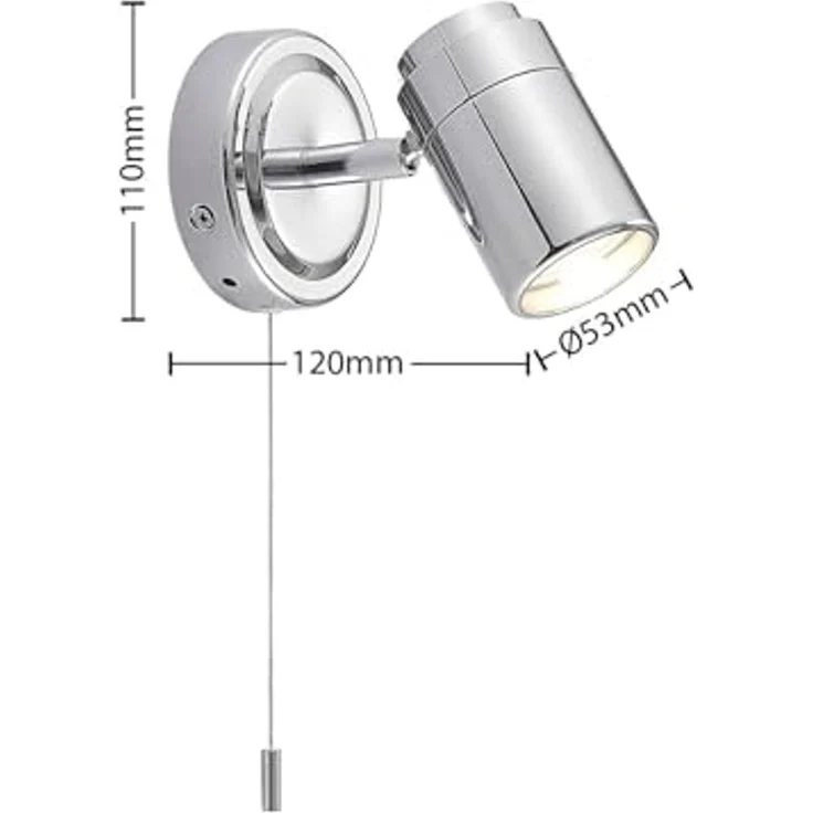 Lindby Wandleuchte Remilan, LED, Metall, Chrom IP44, 1x10 W LED – Bild 5