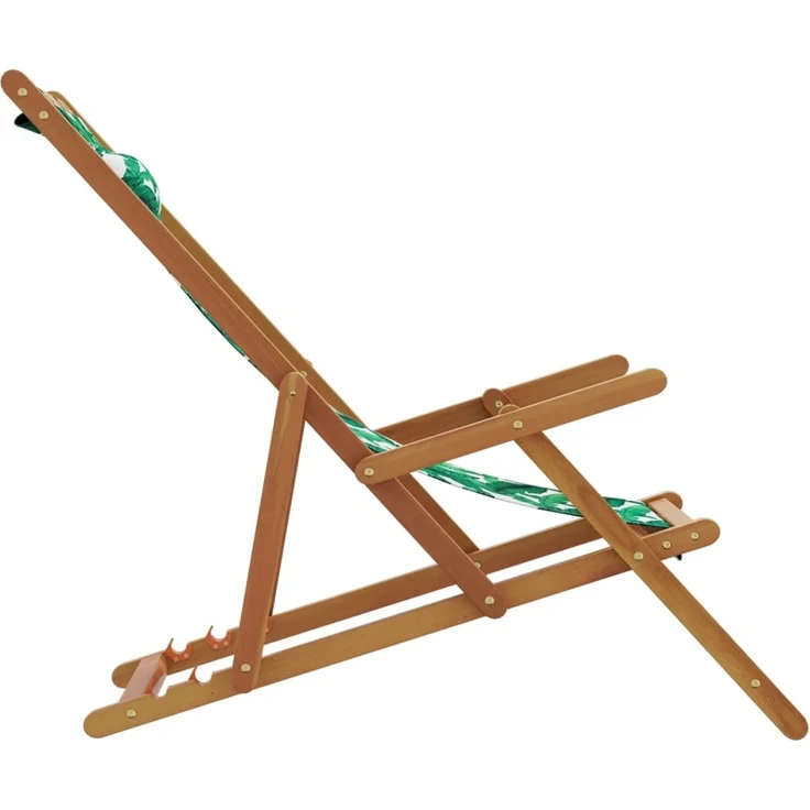 vidaXL Strandstuhl Klappbar Blattmuster Massivholz Eukalyptus Stoff 366562 – Bild 4