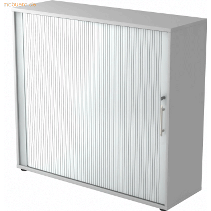 Hammerbacher Rollladenschrank, horizontal, 3 Ordnerhöhen, 110 x 40 x 120 cm, Grau/Silber, Relinggriff