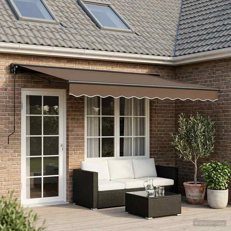 vidaXL Einziehbare Markise Taupe 4 x 3 m Polyester und Aluminium 3426092 – Bild 1