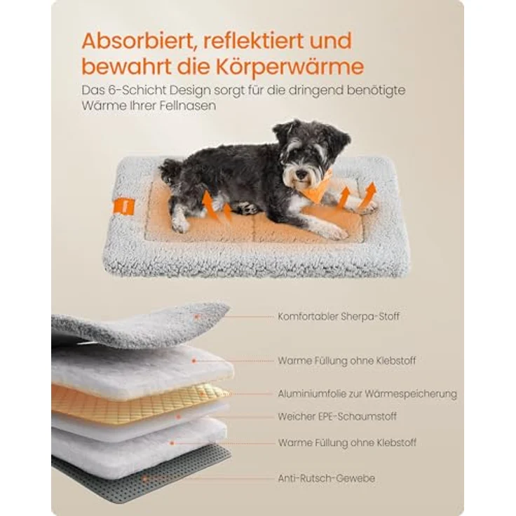 Feandrea Hundedecke, Haustier Decke, für Hunde, Katzen, 75x50 cm, M, maschinenwaschbar, trocknergeeignet, rutschfest, hellgrau PPB019G01 – Bild 4