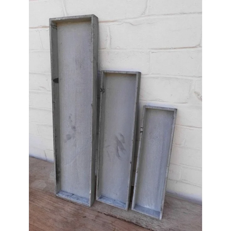 Deko-Impression Dekotablett Dekoratives Tablett-Set 3 Stück Holz grau shabby 60 x 15 cm (3 St) – Bild 2