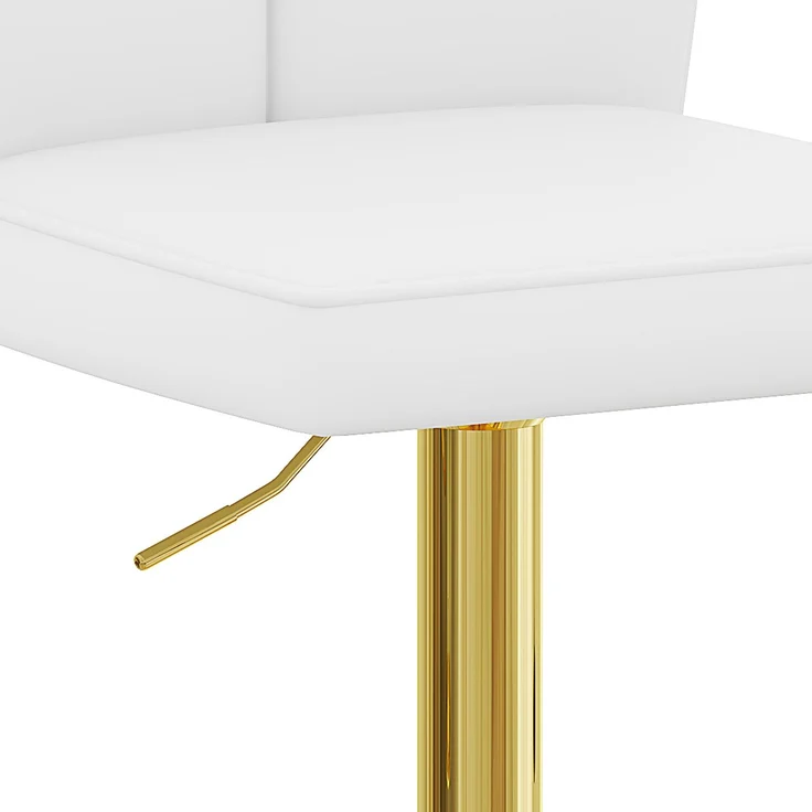 Höhenverstellbarer Barhocker im 2er-Set, 360° drehbar. Luxuriöser Barhocker im Weiß-Gold-Design aus wasserabweisendem PU-Leder, geeignet für Kücheninseln. Verschiedene Farben erhältlich.--Weiß + Gold--37x44x44.5cm--YOUDENOVA – Bild 8