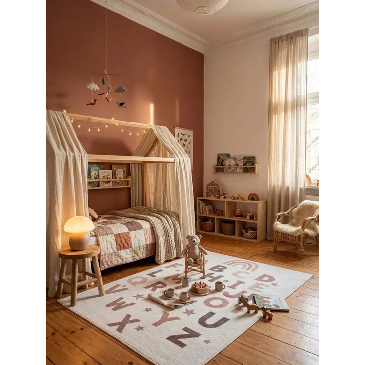 KADIMA DESIGN Kinderteppich TINO Kinderteppich Waschbar Kinderzimmer Schadstoffgeprüft, Läufer, Höhe: 10 mm, Creme, 80x150 cm, Kinderteppich Waschbar Spielteppich – Bild 3
