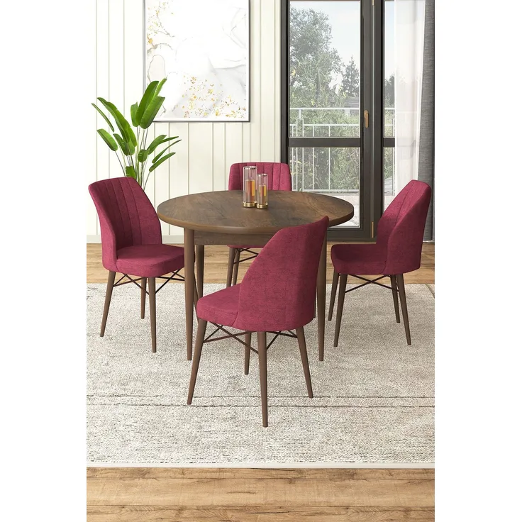 Skye Decor 'Rox - Baroque, Burgundy' Essgruppe (5-teilig), Barock / Bordeaux, 90 x 75 x 90 cm