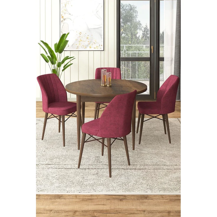 Skye Decor 'Rox - Baroque, Burgundy' Essgruppe (5-teilig), Barock / Bordeaux, 90 x 75 x 90 cm – Bild 1