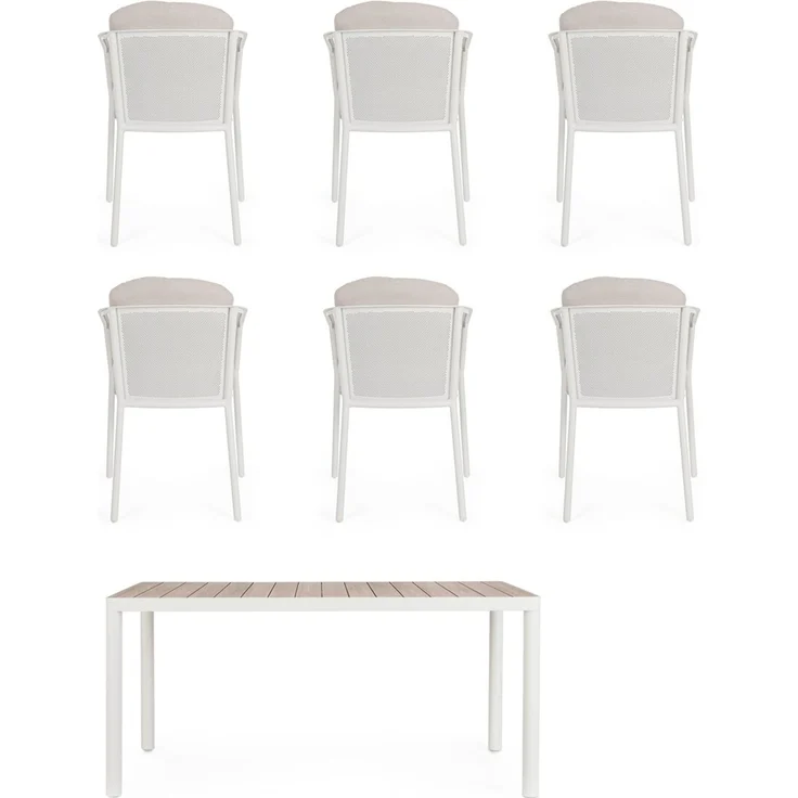 7er Garten-Set Seluia - Aluminium Off-White & Olefin Naturbeige, inkl. Kissen – Bild 6