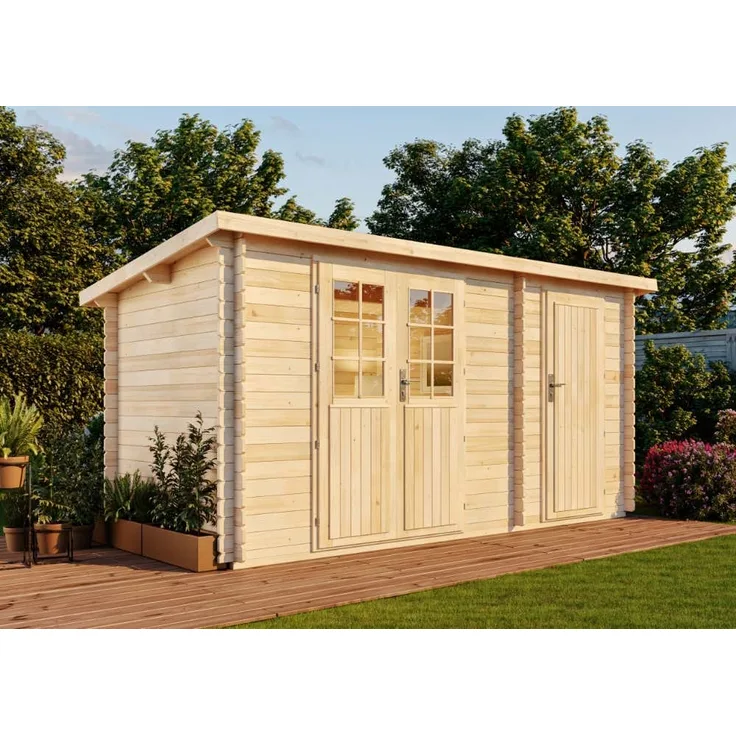 Alpholz Gartenhaus Modell Gloria-F Gartenhaus aus Holz Holzhaus mit 28 mm Wandstärke Blockbohlenhaus