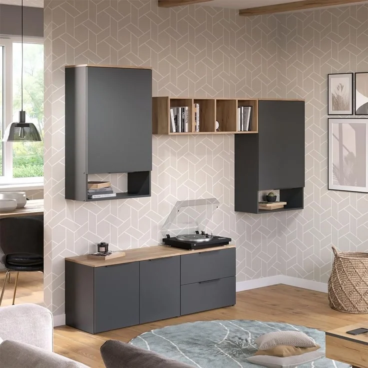 Wohnwand Wido Anthrazit 5 Teile Vicco – Bild 2