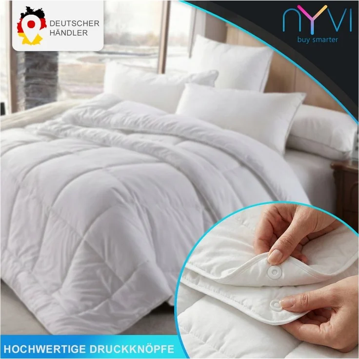 NYVI 4-Jahreszeitenbett 4-Jahreszeiten Bettdecke DreamScience 135x200 cm 4-jahreszeitendecke, Füllung: Polyesterfaser, Bezug: Polyester Mikrofaser, Sommerdecke + Übergangsdecke = warme Winterdecke Ganzjahresdecke – Bild 1