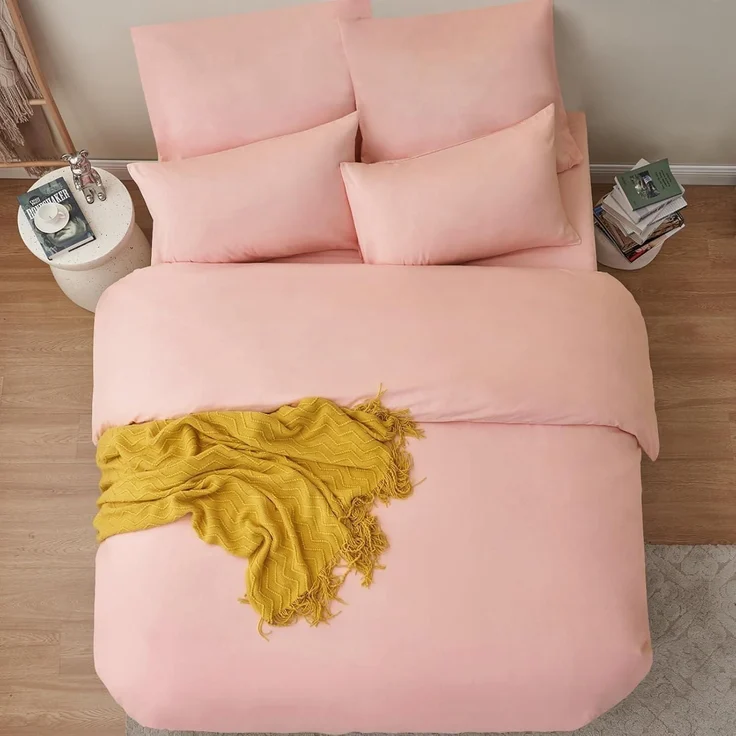 Bettwäsche 220x240 Set Rosa 3teilig mit Kissenbezüge Mikrofaser – Bild 4