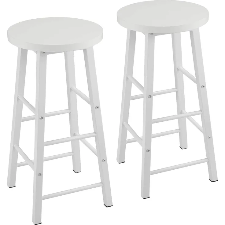 2er-Set Barhocker & Bistrohocker aus Metallbeinen MDF Modell Ulla weiß