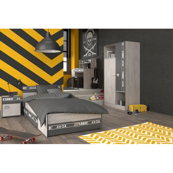 Jugendzimmer-Set >Fabric 12< in Esche Grau Loft mit Dekoprint – Bild 1