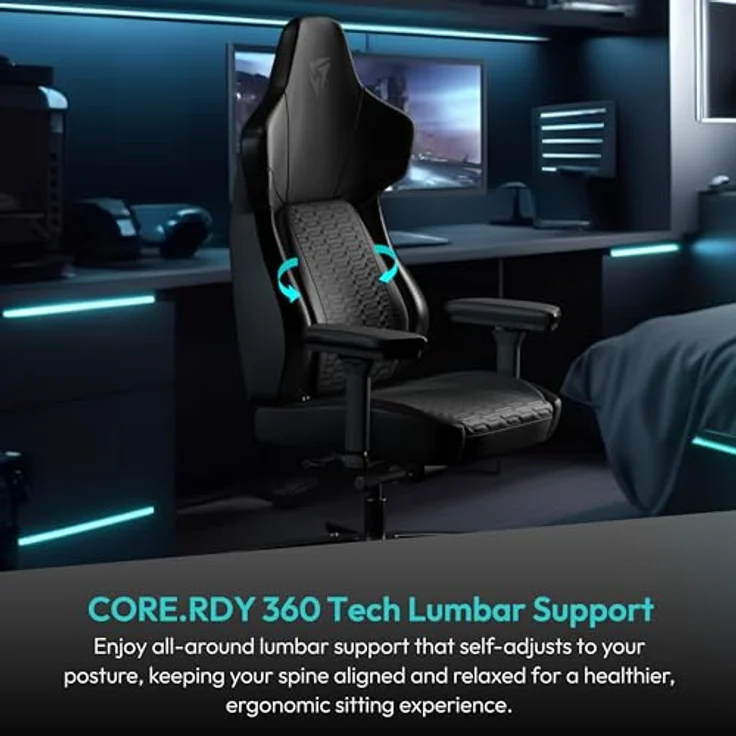 Thunder X3 CORE Racer Black - CORE. RDY 360 Gaming Stuhl - Schwarz - PU-Leder - Bis zu 150 kg – Bild 5