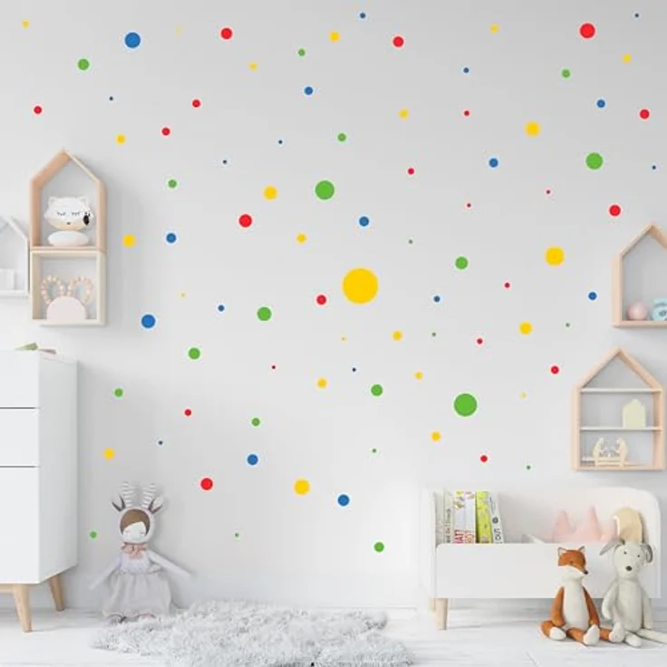 PUNALU Wandtattoo Kreis Set 176 Stück Wandtattoo Babyzimmer Kinderzimmer Kreisaufkleber, selbstklebend, rückstandslos abziehbar – Bild 3