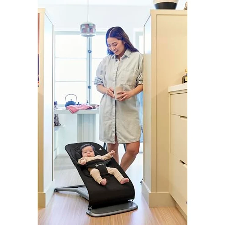 Ergobaby 3-in-1 Evolve Bouncer, Ergonomische Babywippe für Neugeborene ab Geburt bis zum Kleinkind, Babyschaukel mit Neugeboreneneinsatz (2,5 kg - 13,2 kg), Onyx Black – Bild 7