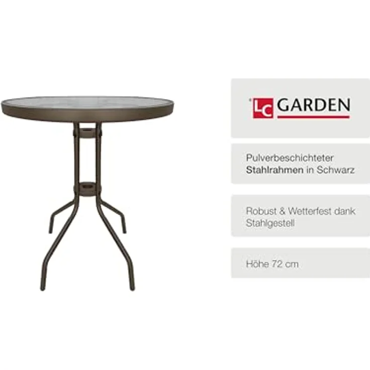 LC Garden Gartentisch Garvista Garten Set Balkontisch mit Gartenstühlen Ø60cm rund braun (Balkonset, 1-St) – Bild 4