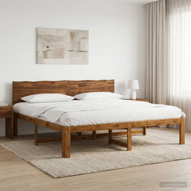 vidaXL Doppelbettgestell mit Kopfteil ROSTOCK Natur 193 x 203 cm 3405507 – Bild 1