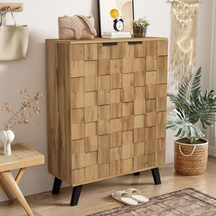 Flurschrank 80,5x35x109,5 cm - Eleganter Schuhschrank mit verstellbaren Böden – Bild 2