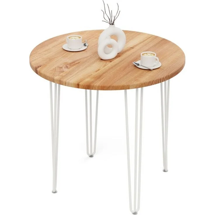 LAMO Manufaktur Esstisch Tisch rund 80 cm Stärke: 28mm, Farbe: Dunkel, Beine: Elfenbein (1 Tisch), Holztisch rund, Esstisch für 2 Personen Runder Tisch für Küche – Bild 4