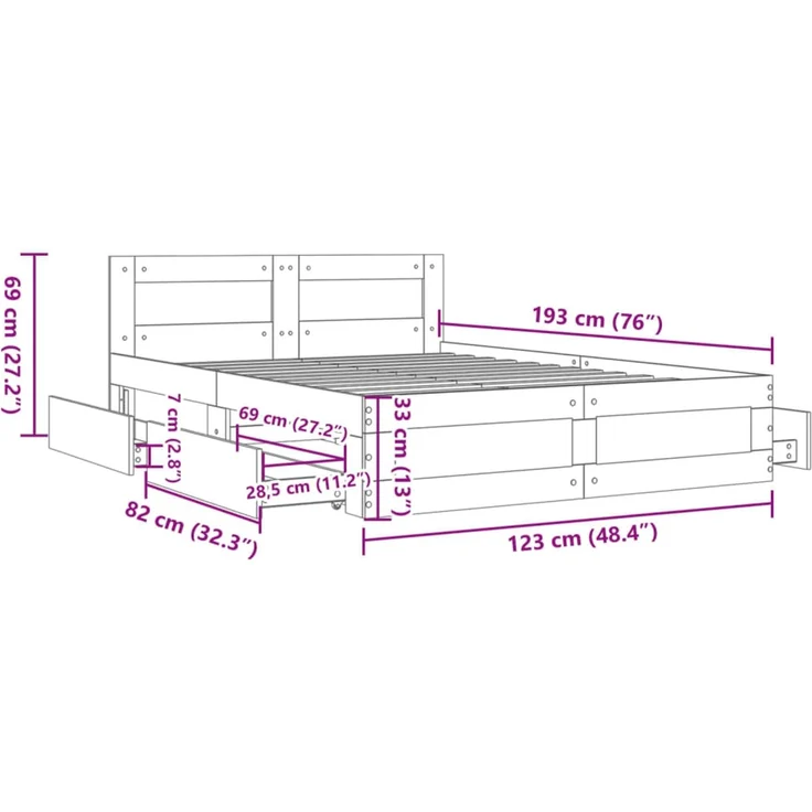 vidaXL Bettgestell mit Kopfteil Schwarz 120x190 cm Holzwerkstoff 3295605 – Bild 11