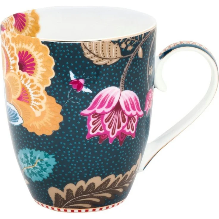 PiP Studio Becher Fantasy Denim Blue Henkelbecher 0,35l, Porzellan