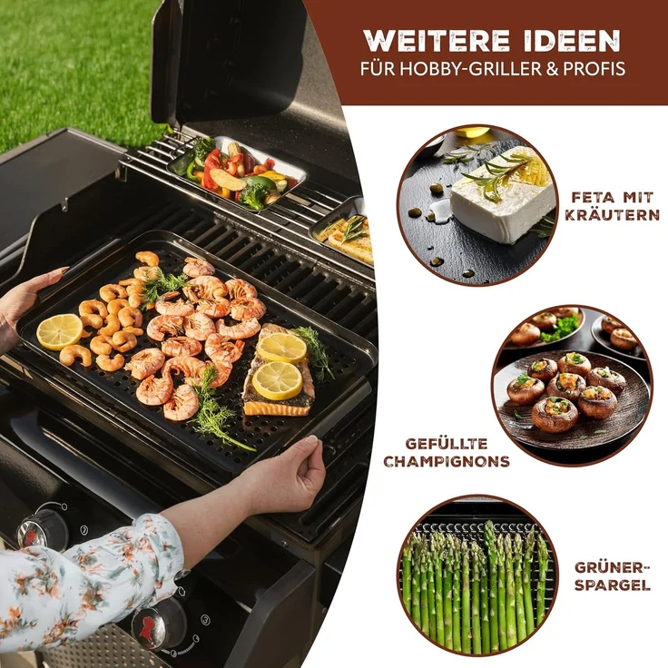 Bremermann 'MAXI' Grillplatte, antihaftbeschichtet, Stahl schwarz, 44,5 x 29,5 x 2,5 cm – Bild 6