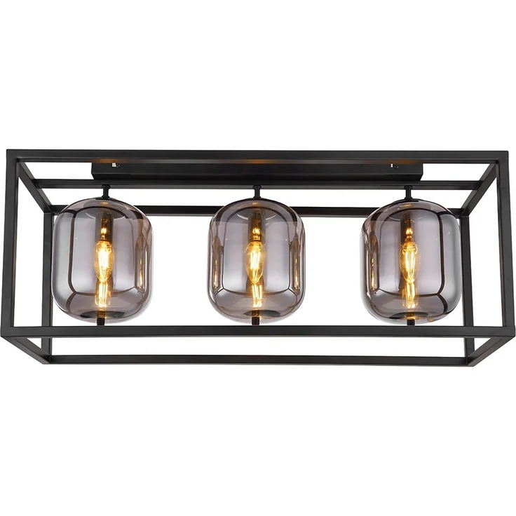 Deckenleuchte, schwarz, Glas rauch, L 77 cm – Bild 1