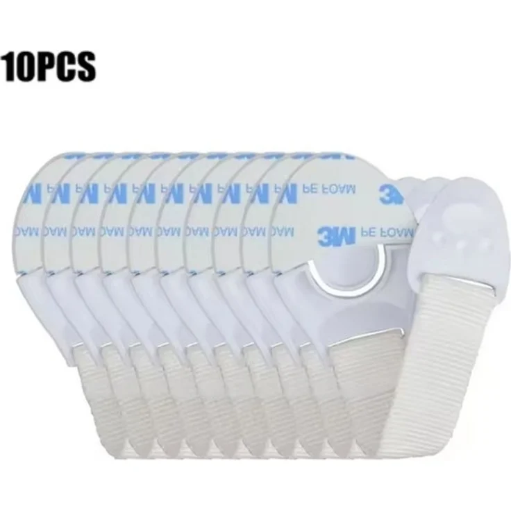 Montegoni Kindersicherung 10x Kindersicherung Baby Schrankschloss Weiß mit Flexband, Selbstklebend, flexibel, ohne Bohren, für Schränke & Schubladen – Bild 4