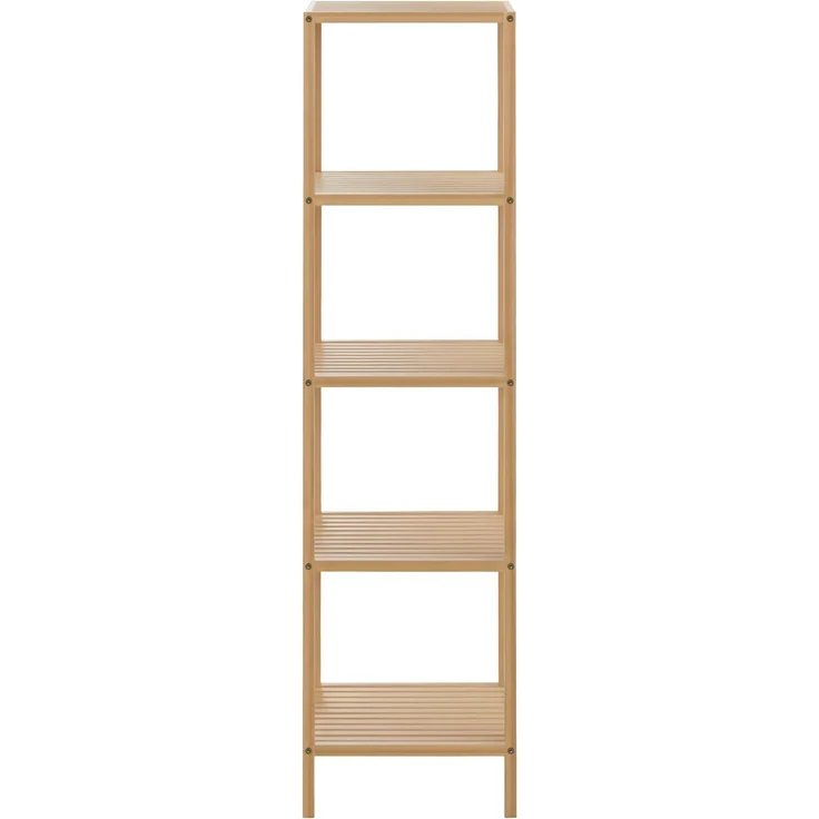 Badregal NEUSS L - 36 x 36 x 145 cm, Holz, Natura | Badezimmer-Aufbewahrungsregal Bambusregal Organziger Bad – Bild 5