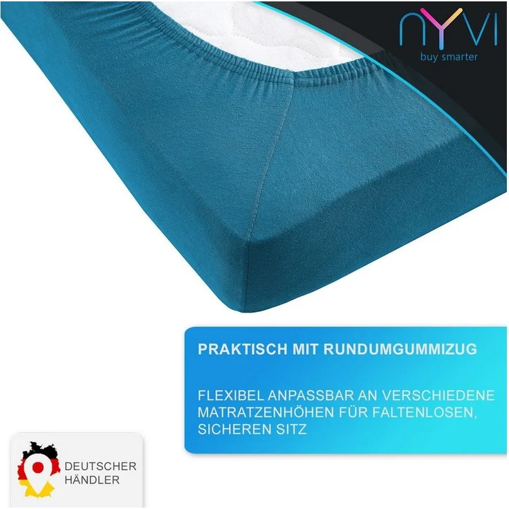 NYVI Spannbettlaken Spannbettlaken DreamScience Premium für Boxspringbetten bis 32 cm, Jersey-Elasthan, Gummizug: rundum, (2 Stück), Komfort Spannbetttuch, 190g/m², Einlaufschutz, Bügelfrei, mit Gummizug – Bild 3