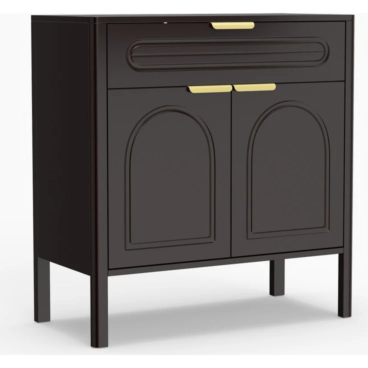 DESVIAE Sideboard Schwarz aus Holzwerkstoff – 75x78,5x36 cm – Schublade, 2 Türen – Bild 7