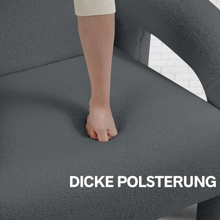 Makika Loungesessel Einzelsofa Lia aus Bouclé in Grau – Bild 7