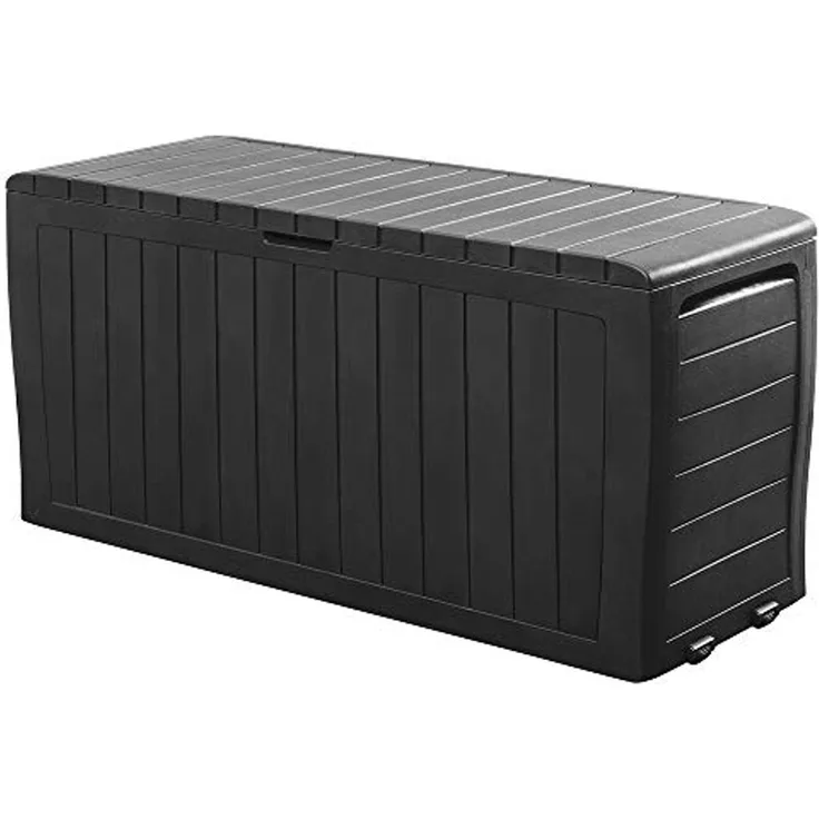 Deuba Auflagenbox, 270L Haltegriffe Rollen Balkon Wohnzimmer Rattan-Optik Anthrazit