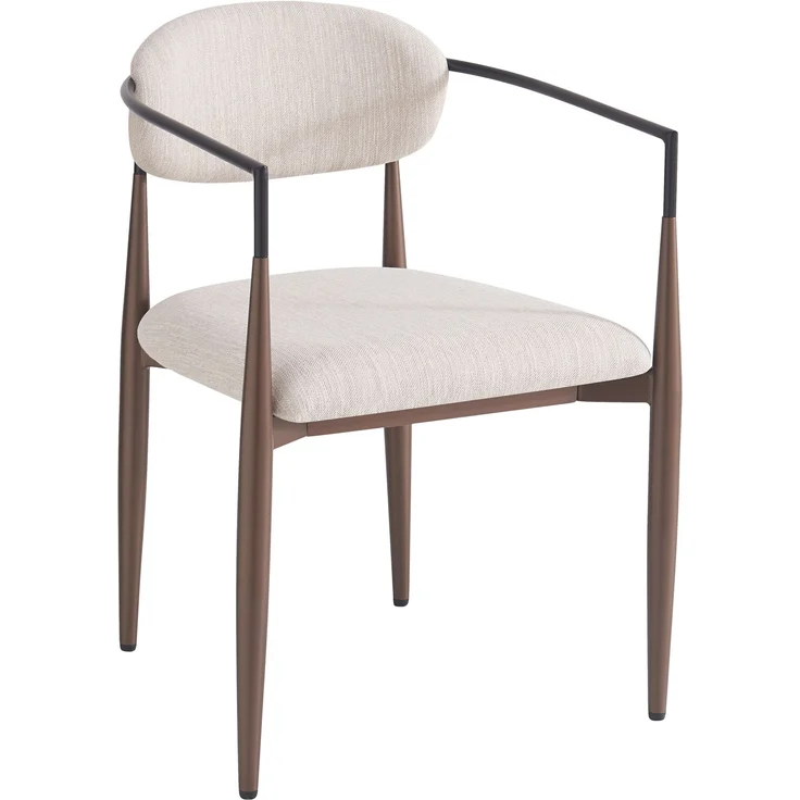 Esszimmerstühle 2er-Set, Leinenstoff & Metall, ergonomisch, gepolstert, verstellbare Beine, modern & bequem,Beige – Bild 3