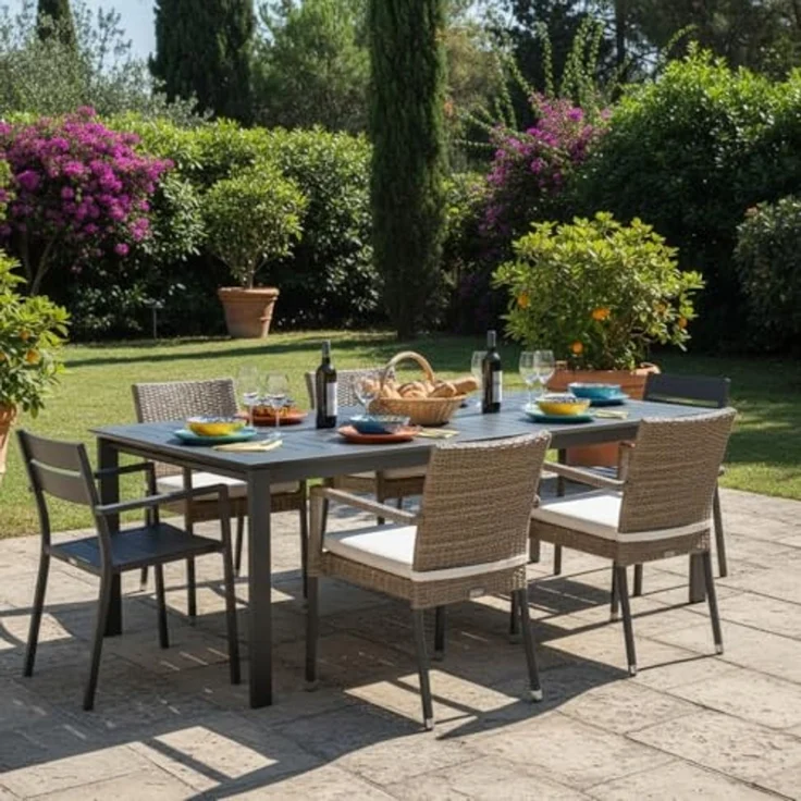 Gartentisch Ronoko aus Aluminium, ausziehbar und modern, anthrazit, ideal für 8–10 Personen – Bild 2