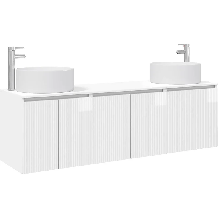vidaXL Badezimmerschrank-Set 3 stk. Hochglanz Weiß 3405731 – Bild 2