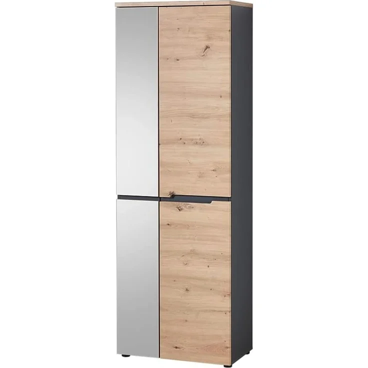 moebel-dich-auf Garderoben-Set MELBOURNE, (Komplettgarderobe, Garderobenschrank + Paneel + Bank + Spiegel + Schuhkommode), in Artisan Eiche MDF, Absetzung graphit – Bild 3