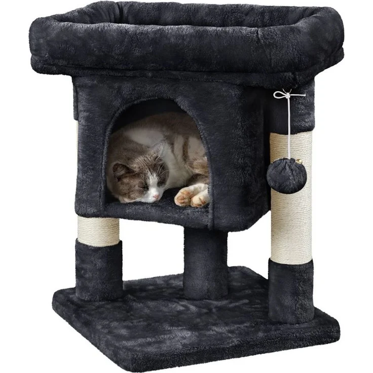 Yaheetech Kratzbaum 58 cm (H), Katzenbaum Kletterbaum, Liegemulde & Katzenhöhle & 2 Sisalstämme – Bild 3