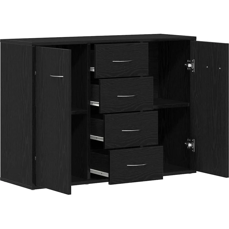 vidaXL Sideboard Schwarz Eichen-Optik 88x30x64 cm Holzwerkstoff 862446 – Bild 4