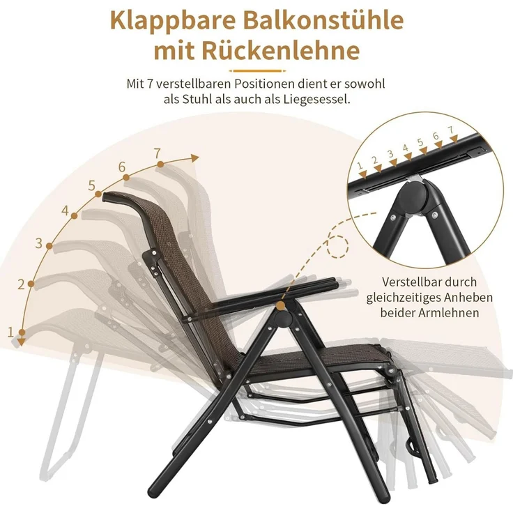 TLGREEN Rattanstuhl Rattan Klappliegestuhl 3-fach faltbar mit Fußstütze (7-fach verstellbare Rückenlehne Wetterfester), Gartenliege aus PE-Rattan&Aluminiumrahmen, Sonnenliege für Balkon – Bild 2