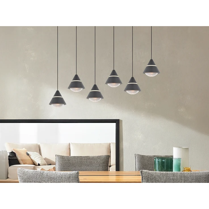 LED Pendelleuchte ROMEO höhenverstellbar, 6-flammig Schwarz, Breite 75cm – Bild 1