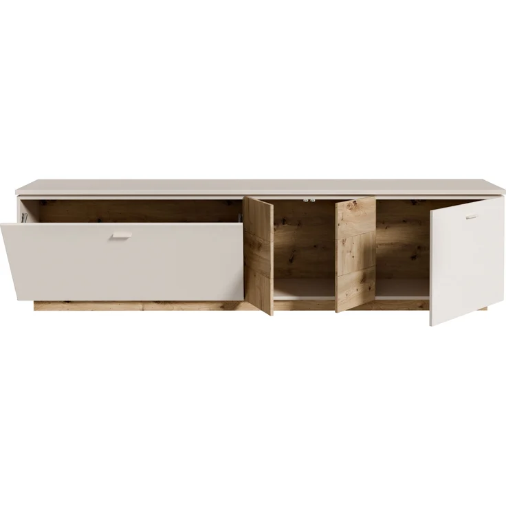 Lowboard >LOUOTO< 2 Türen, 1 Klappe, sandfarbig/Artisan Eiche - 224,8x57,7x41,6cm BxHxT – Bild 4
