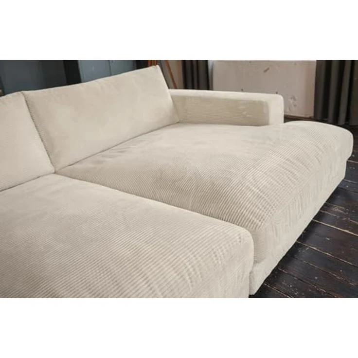KAWOLA Big-Sofa MADELINE, Couch mit Hocker und 4 Zierkissen Cord verschiedene Farben 290x170 cm – Bild 7
