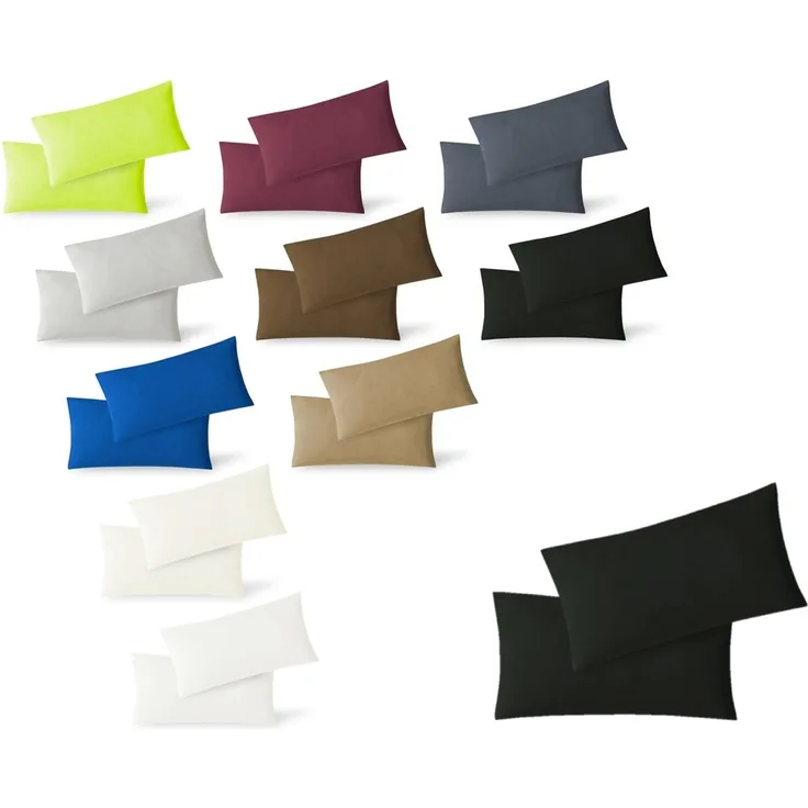 Jersey Kissenbezug, 2er Set, Baumwolle, Schwarz, 40x80 cm
