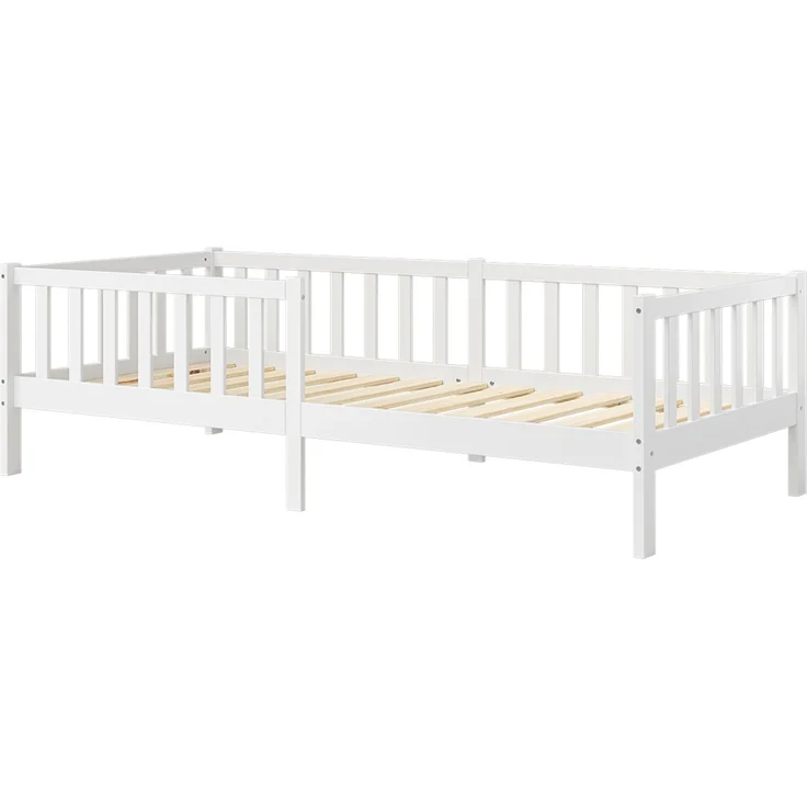 Bellabino 'Vere' Kinderbett 90x200 cm mit Matratze, weiß, Massivholz Kiefer, Jugendbett mit Rausfallschutz und Lattenrost – Bild 2