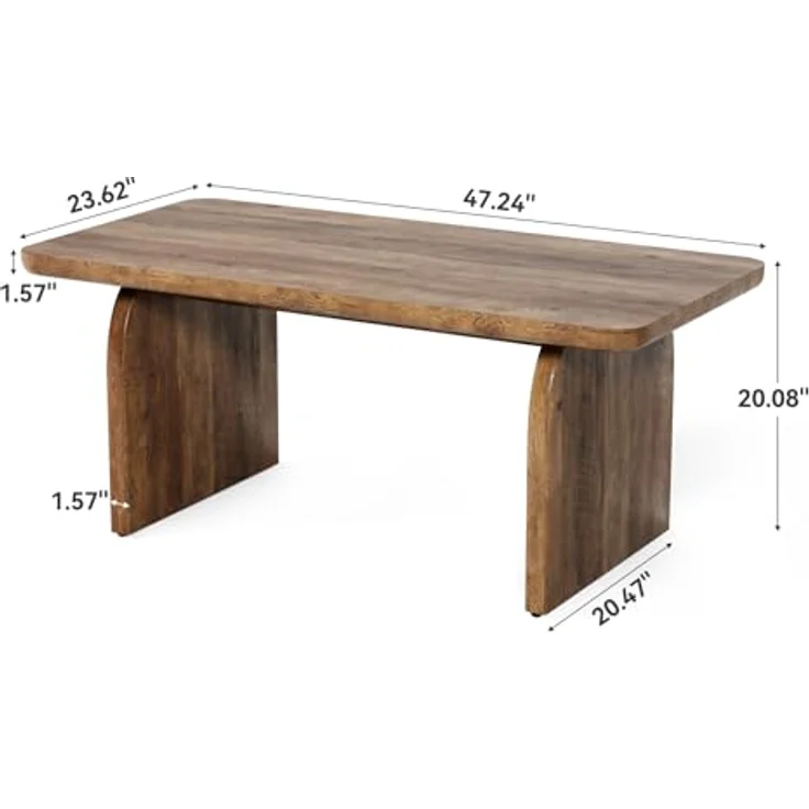 LITTLE TREE Rechteckiger Couchtisch 120 cm im Industrie-Design | Rustikales Braun Wohnzimmertisch mit abgerundeten Ecken, Belastbarkeit 68kg, E1 MDF – Bild 7