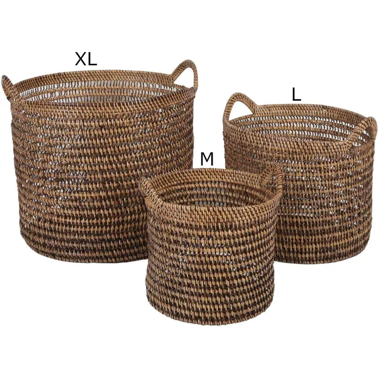 Rattan Korb Eda Braun mit Henkel M – Bild 1